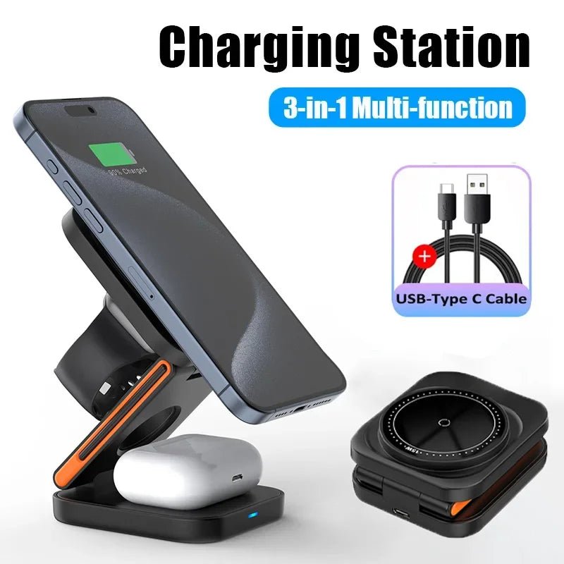 Station de Charge Sans Fil 3-en-1 Pliable Magnétique 30W iPhone - NGSHOP-ONE