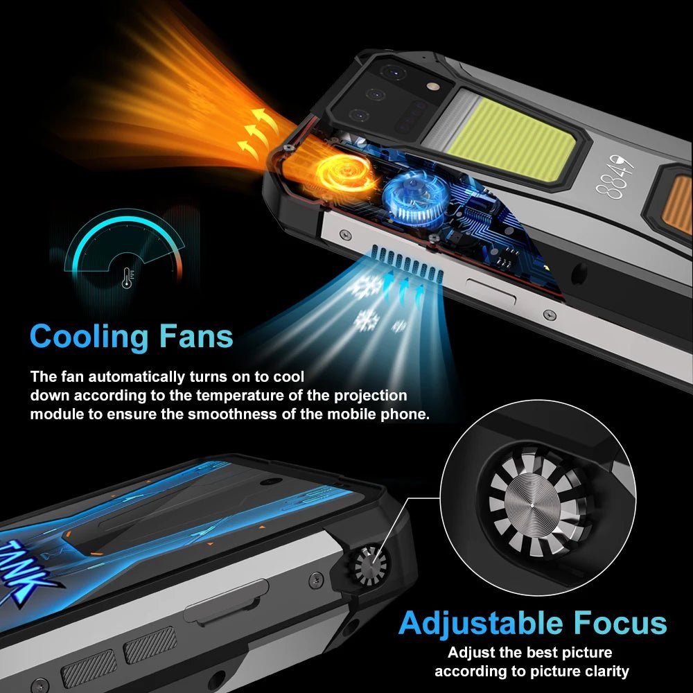 Tank 2 PRO Smartphone robuste avec projecteur, stockage de 256 Go, batterie 23 800 mAh - NGSHOP-ONE