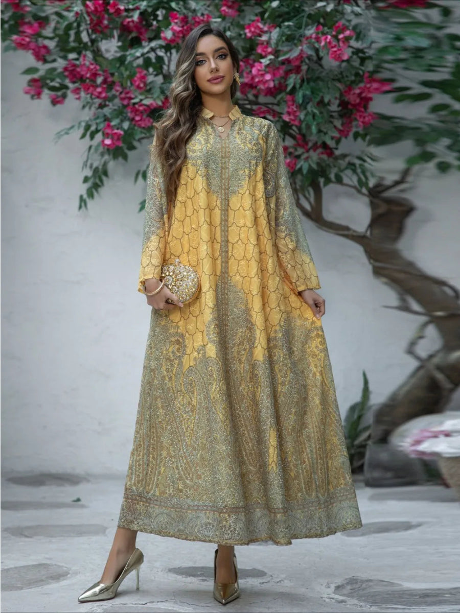 Abaya Eid diamant : caftan luxe pour femme musulmane moderne, confort et élégance - NGSHOP-ONE