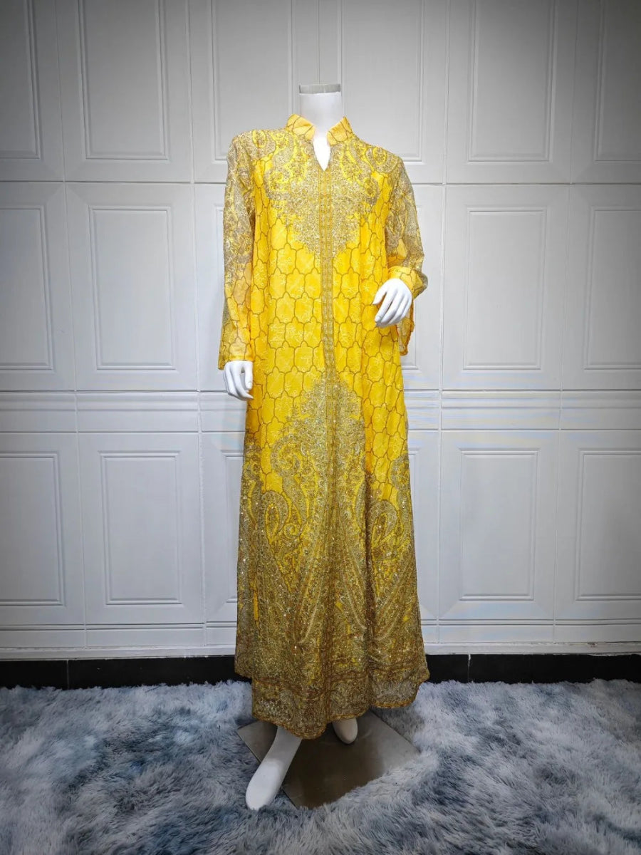 Abaya Eid diamant : caftan luxe pour femme musulmane moderne, confort et élégance - NGSHOP-ONE