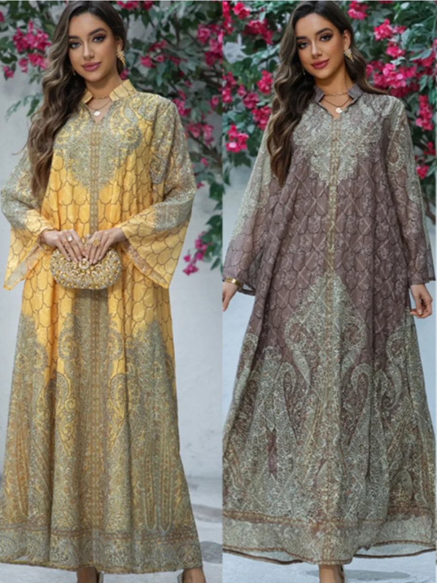 Abaya Eid diamant : caftan luxe pour femme musulmane moderne, confort et élégance - NGSHOP-ONE