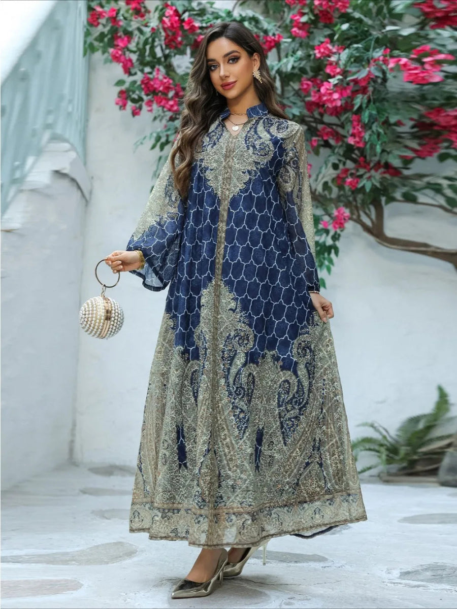 Abaya Eid diamant : caftan luxe pour femme musulmane moderne, confort et élégance - NGSHOP-ONE