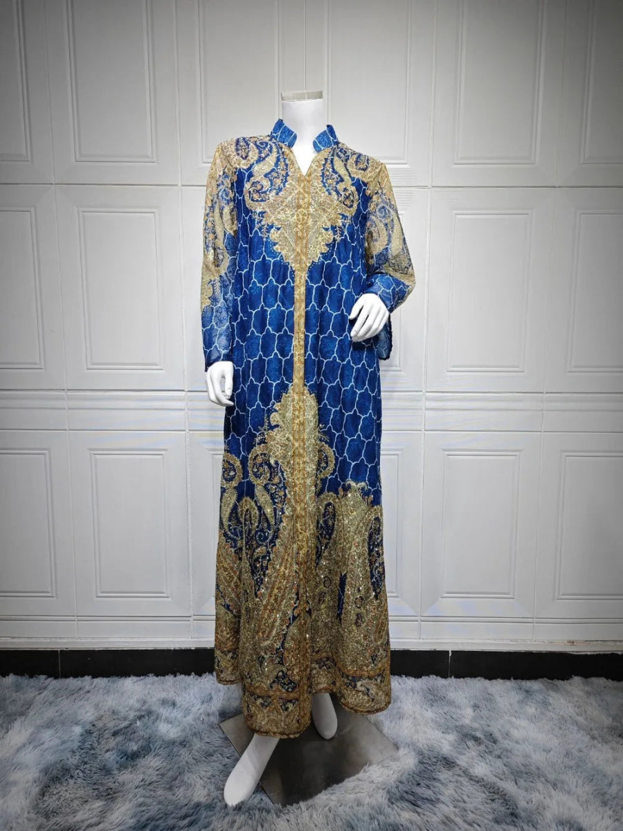 Abaya Eid diamant : caftan luxe pour femme musulmane moderne, confort et élégance - NGSHOP-ONE