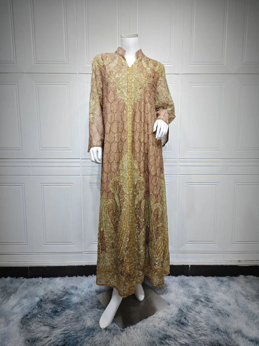 Abaya Eid diamant : caftan luxe pour femme musulmane moderne, confort et élégance - NGSHOP-ONE