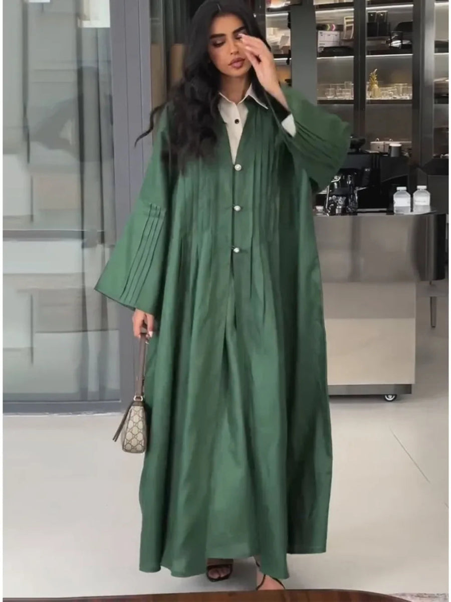 Abaya Eid pour femmes, cardigan long plissé , robe ample. - NGSHOP-ONE