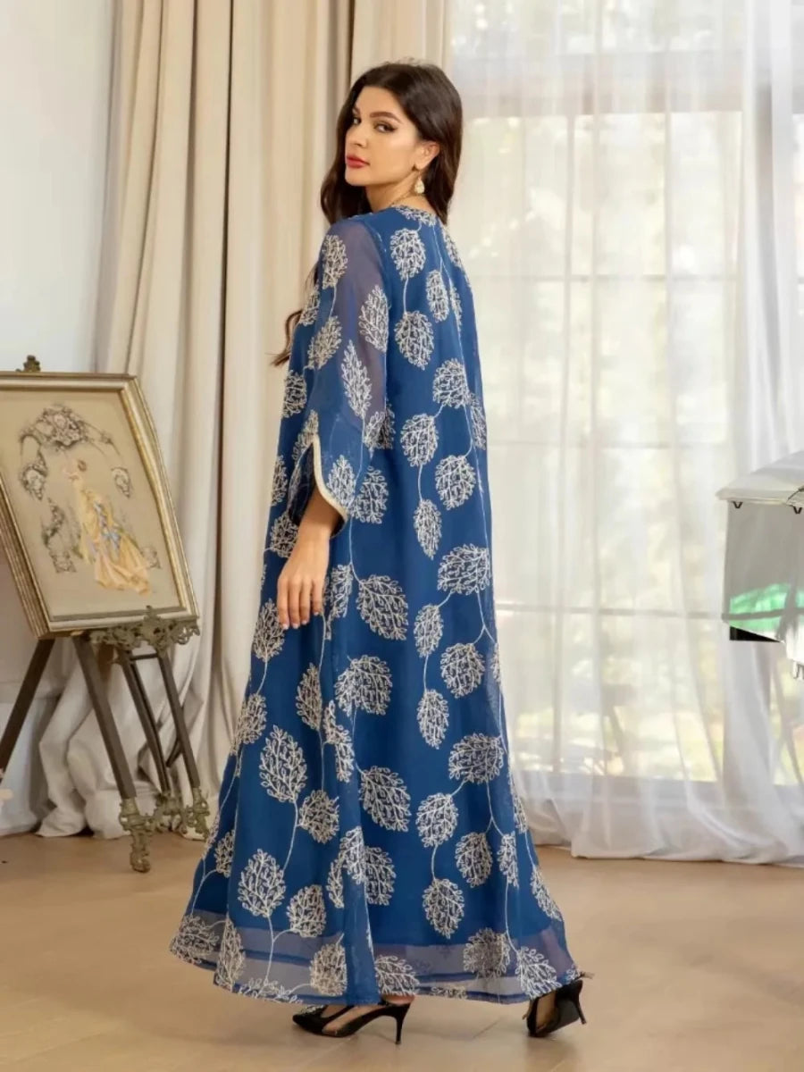Abaya Jalabiya avec Broderie en Mesh Kaftan Dubai pour Femme - NGSHOP-ONE