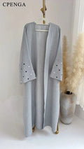 Abaya Ouverte avec Broderie Cœur pour Femme Kimono Élégant - NGSHOP-ONE