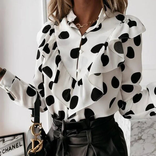 Blouse Vintage Imprimée Coupe Large à Manches Longues - NGSHOP-ONE