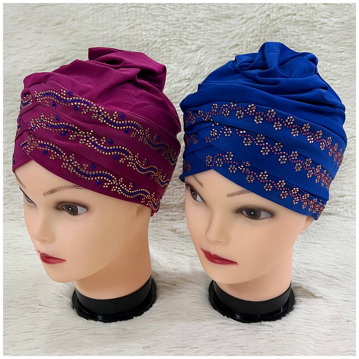 Bonnet turban musulman tendance en velours orné de strass pour femme. - NGSHOP-ONE