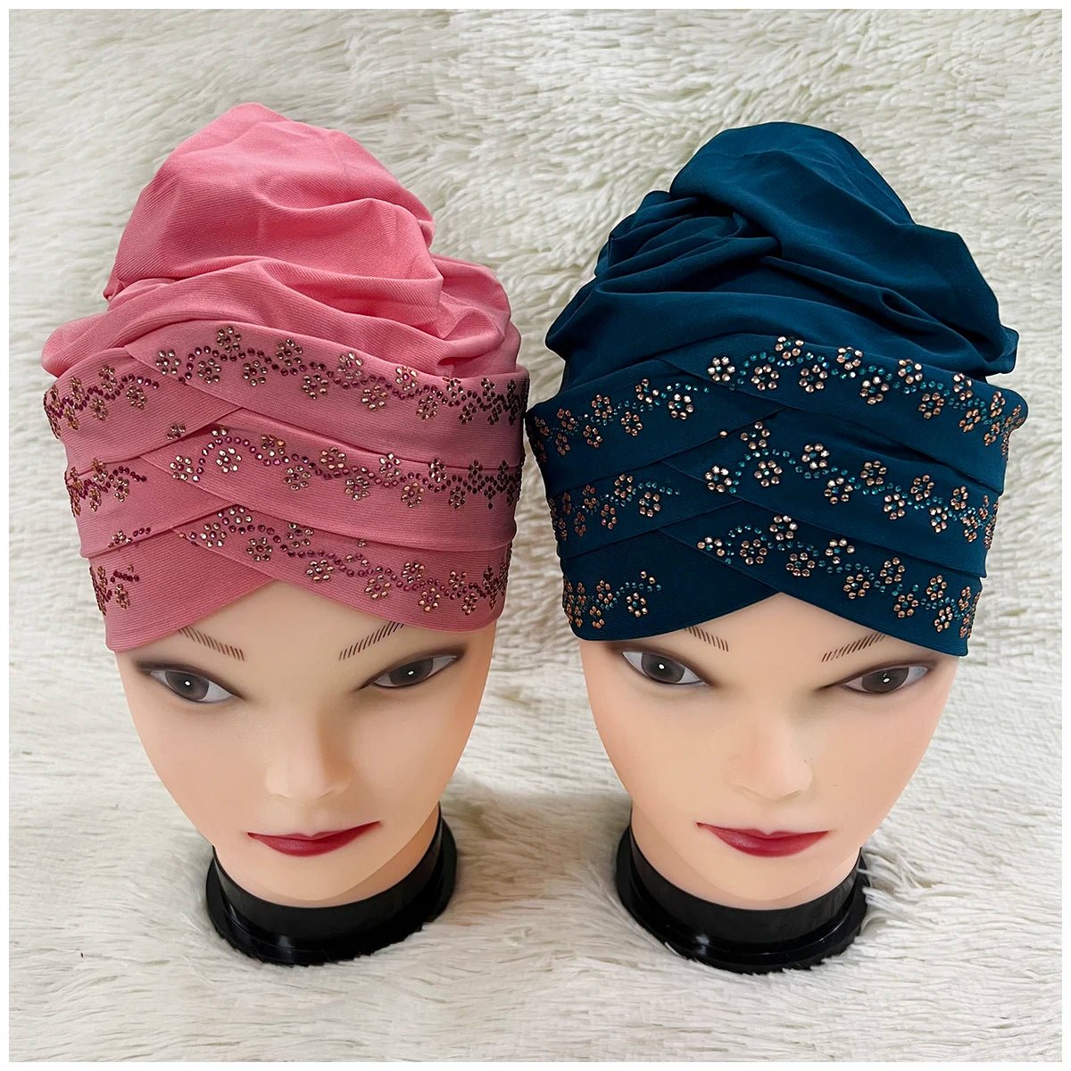 Bonnet turban musulman tendance en velours orné de strass pour femme. - NGSHOP-ONE