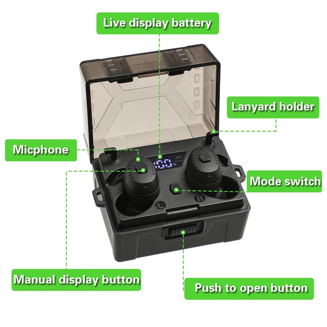 Bouchons d'oreilles de tir ANC NRR27dB -Écouteurs Bluetooth tactiques avec réduction active du bruit - NGSHOP-ONE