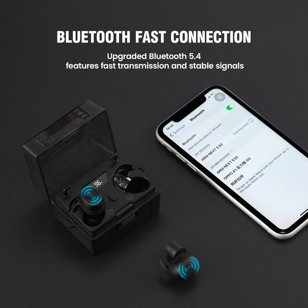 Bouchons d'oreilles de tir ANC NRR27dB -Écouteurs Bluetooth tactiques avec réduction active du bruit - NGSHOP-ONE