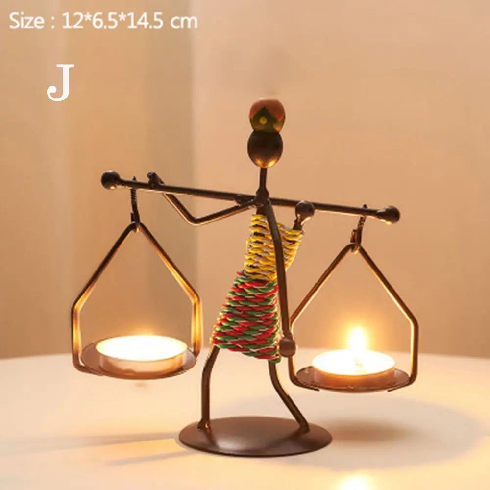 Bougeoir nordique en métal, sculpture abstraite, porte-bougie décoratif, figurines artisanales. - NGSHOP-ONE
