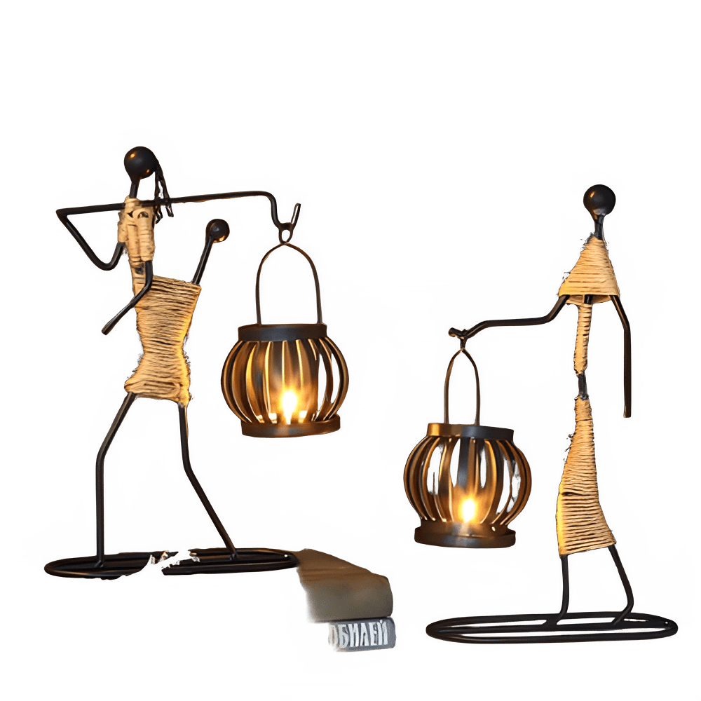 Bougeoir nordique en métal, sculpture abstraite, porte-bougie décoratif, figurines artisanales. - NGSHOP-ONE