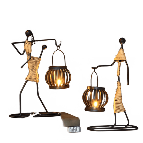 Bougeoir nordique en métal, sculpture abstraite, porte-bougie décoratif, figurines artisanales. - NGSHOP-ONE