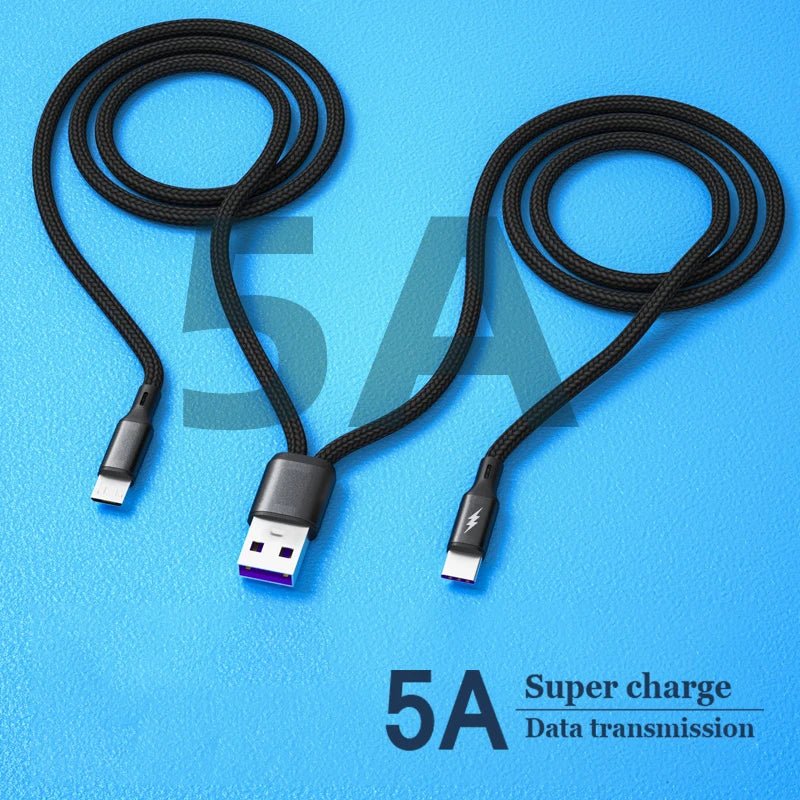 Câble de Charge 2-en-1 USB Type C et Micro USB 1,2m 5A - NGSHOP-ONE