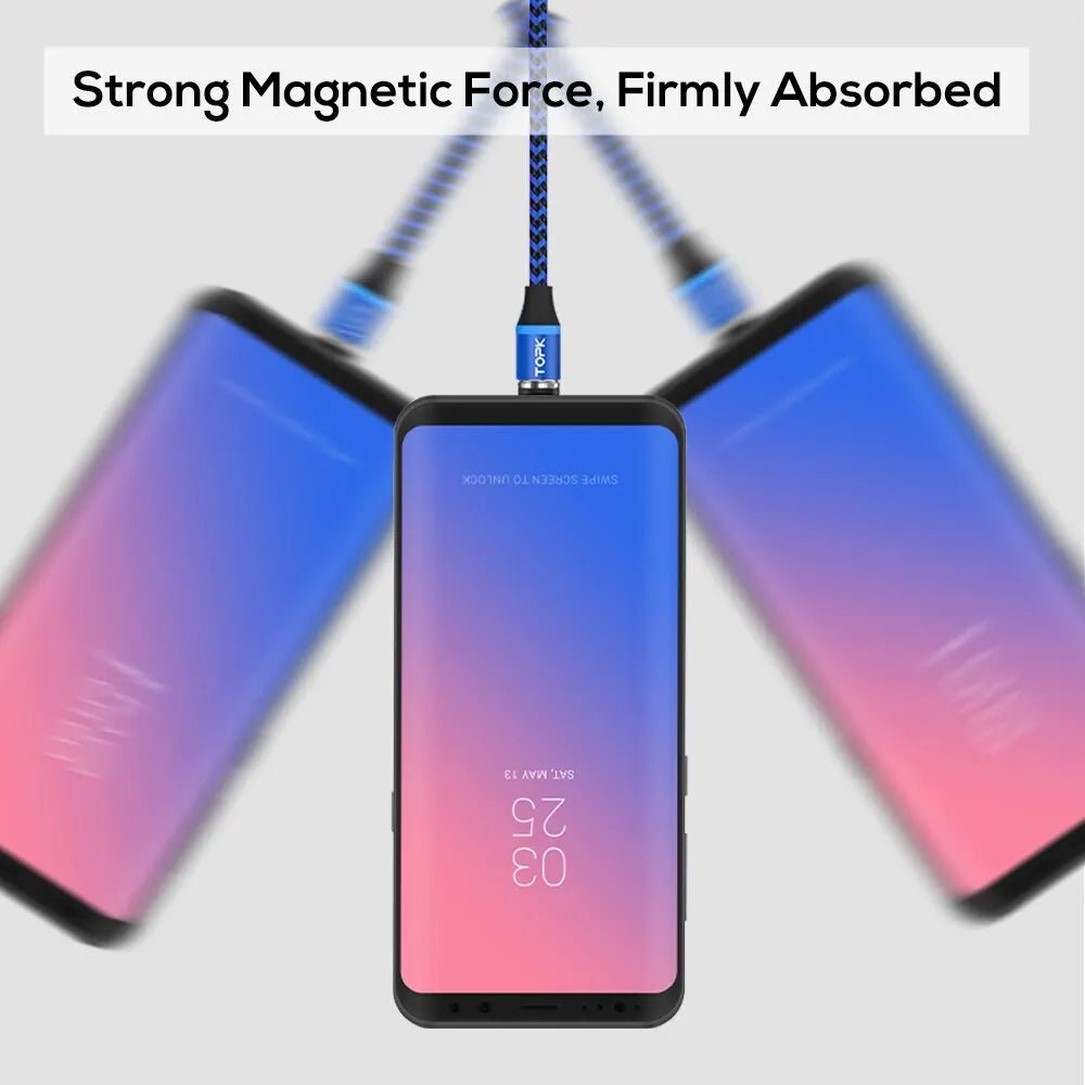 Câble de charge magnétique 3 en 1, rotation à 360°, avec voyant LED, compatible micro USB et USB-C. - NGSHOP-ONE