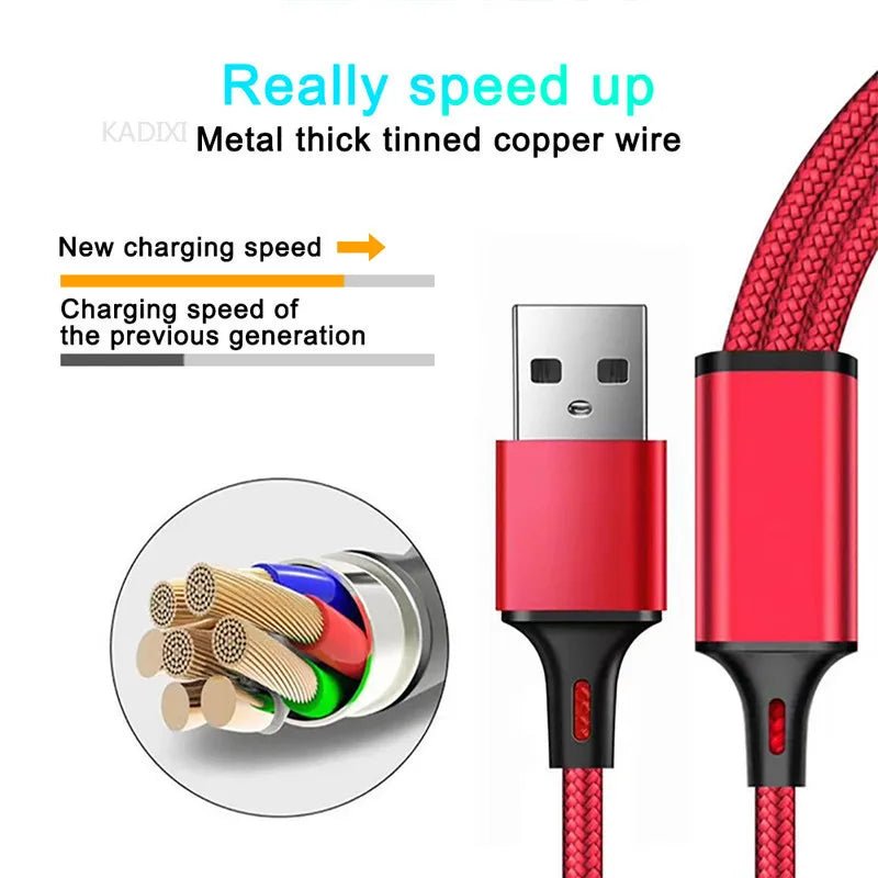 Câble de charge rapide 3 en 1 Lovebay pour iPhone, Huawei et Samsung - Cordon tressé nylon - NGSHOP-ONE
