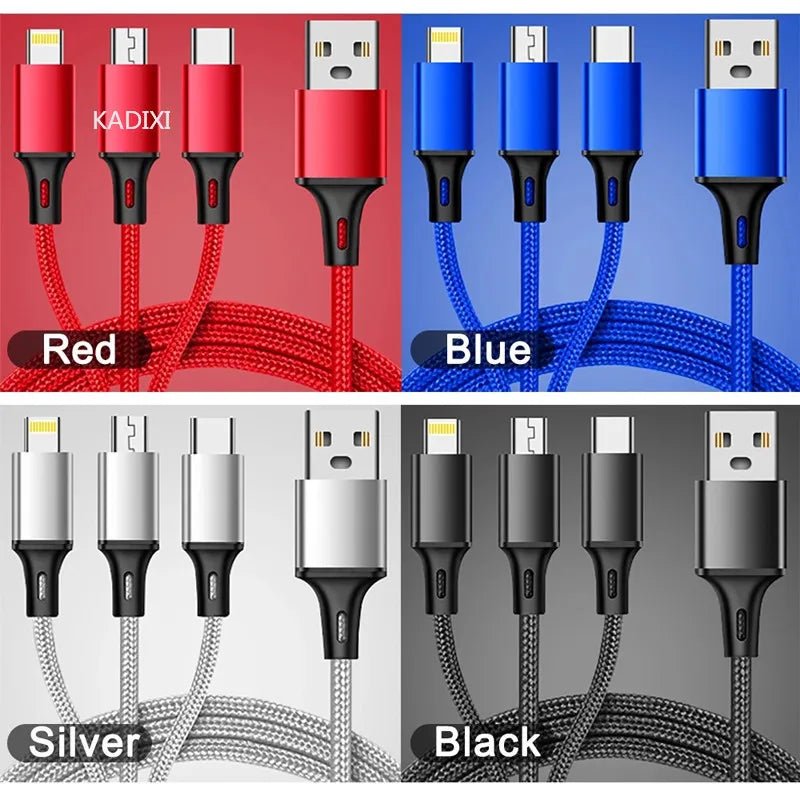 Câble de charge rapide 3 en 1 Lovebay pour iPhone, Huawei et Samsung - Cordon tressé nylon - NGSHOP-ONE