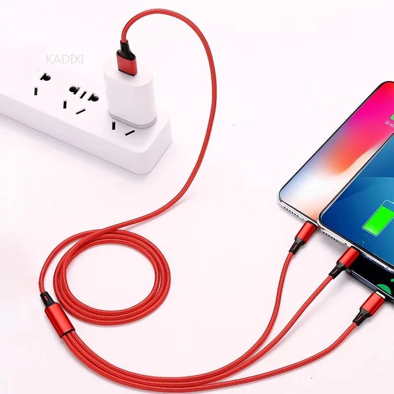 Câble de charge rapide 3 en 1 Lovebay pour iPhone, Huawei et Samsung - Cordon tressé nylon - NGSHOP-ONE