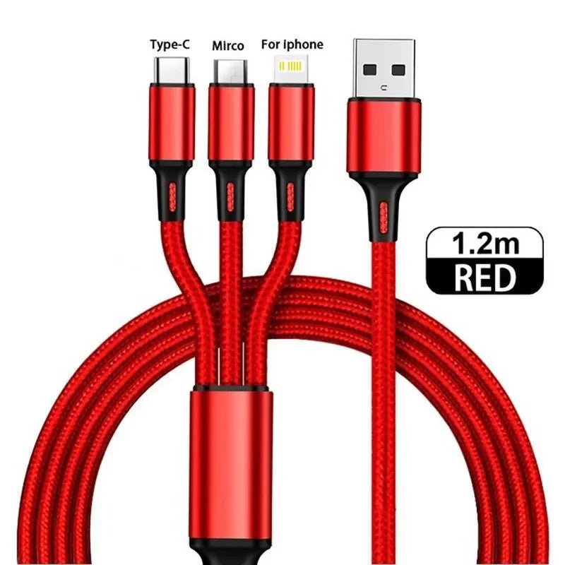 Câble de charge rapide 3 en 1 Lovebay pour iPhone, Huawei et Samsung - Cordon tressé nylon - NGSHOP-ONE