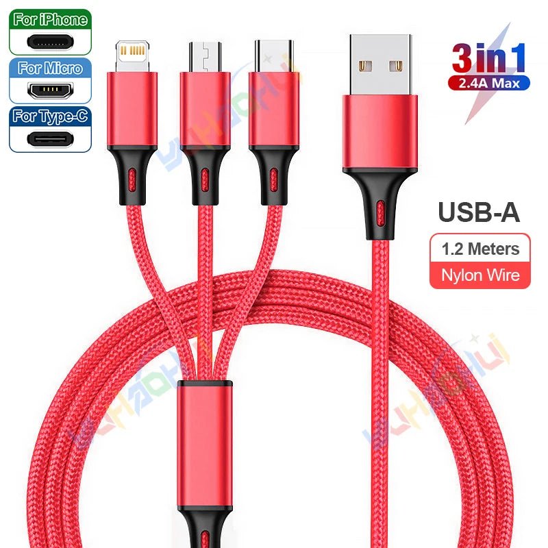 Câble USB 3 en 1 Charge Rapide pour iPhone et Android - NGSHOP-ONE
