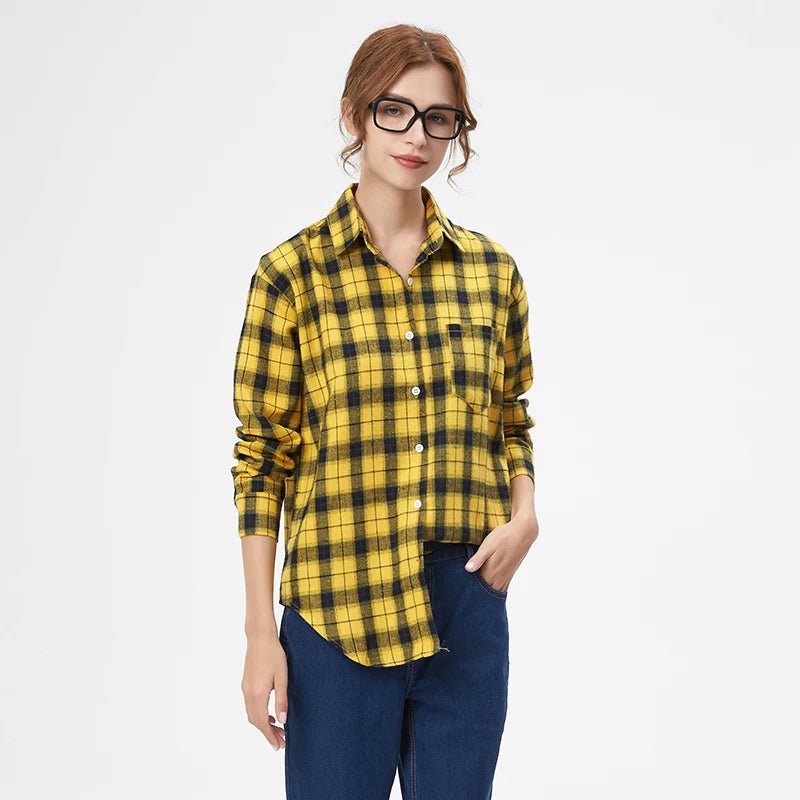 Chemise à carreaux manches longues pour femmes - NGSHOP-ONE