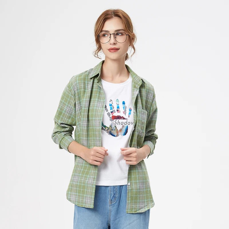 Chemise à carreaux manches longues pour femmes - NGSHOP-ONE