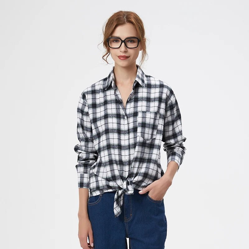 Chemise à carreaux pour femme , blouse manches longues pour femmes - NGSHOP-ONE