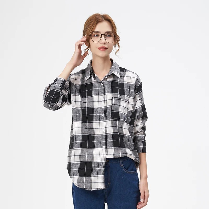 Chemise à carreaux pour femme , blouse manches longues pour femmes - NGSHOP-ONE