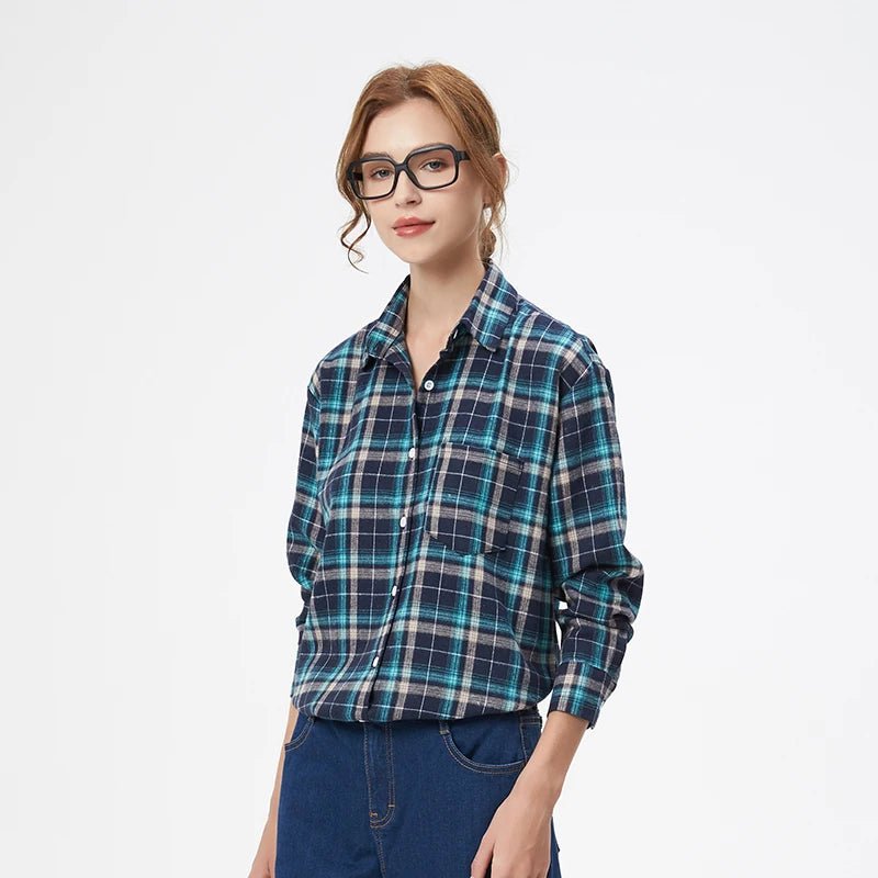 Chemise à carreaux pour femme , blouse manches longues pour femmes - NGSHOP-ONE