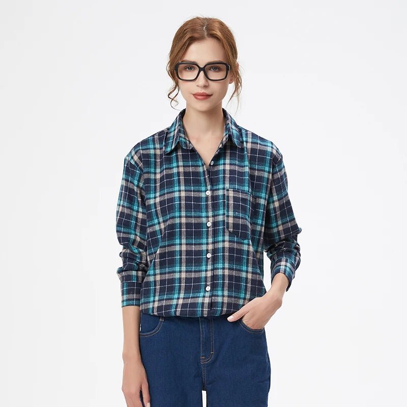 Chemise à carreaux manches longues pour femmes - NGSHOP-ONE