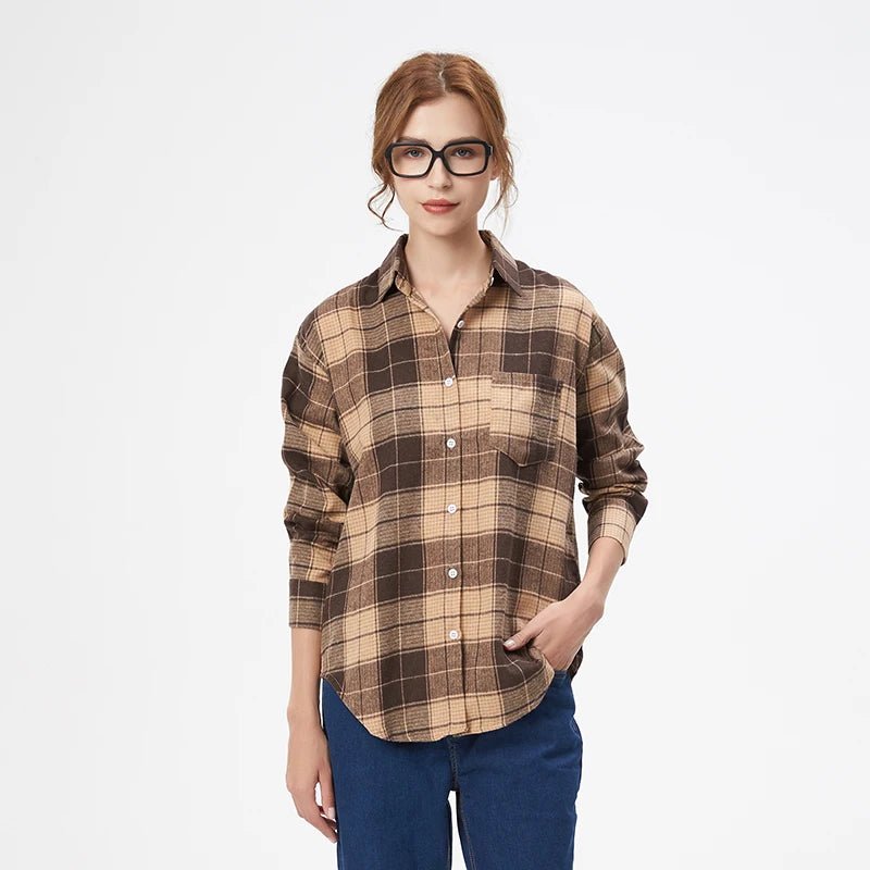 Chemise à carreaux manches longues pour femmes - NGSHOP-ONE