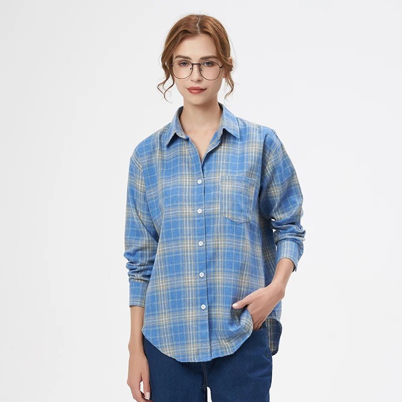 Chemise à carreaux pour femme , blouse manches longues pour femmes - NGSHOP-ONE