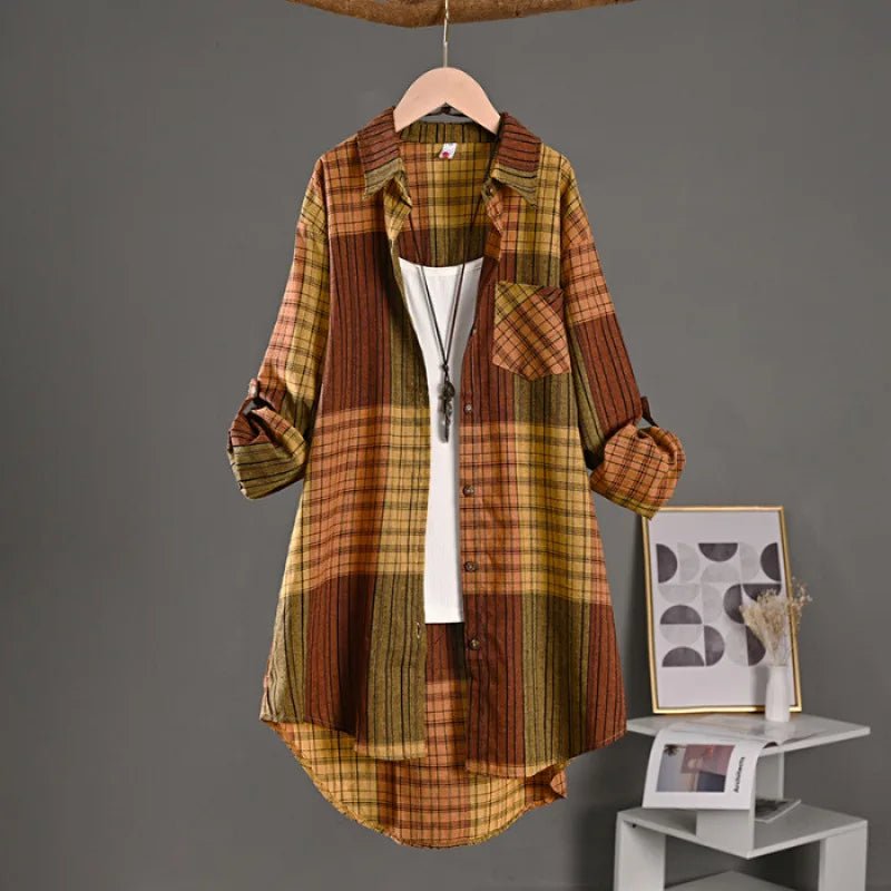 Chemise à carreaux en lin pour femme - NGSHOP-ONE