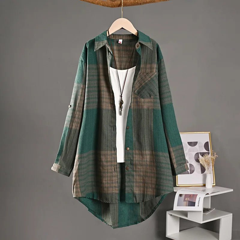 Chemise à carreaux en lin pour femme - NGSHOP-ONE