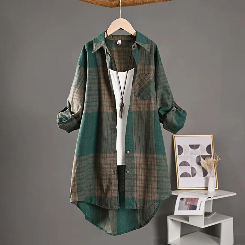 Chemise à carreaux en lin pour femme - NGSHOP-ONE