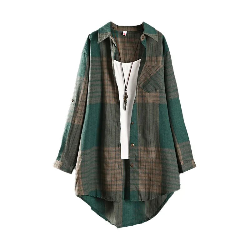 Chemise à carreaux en lin pour femme - NGSHOP-ONE