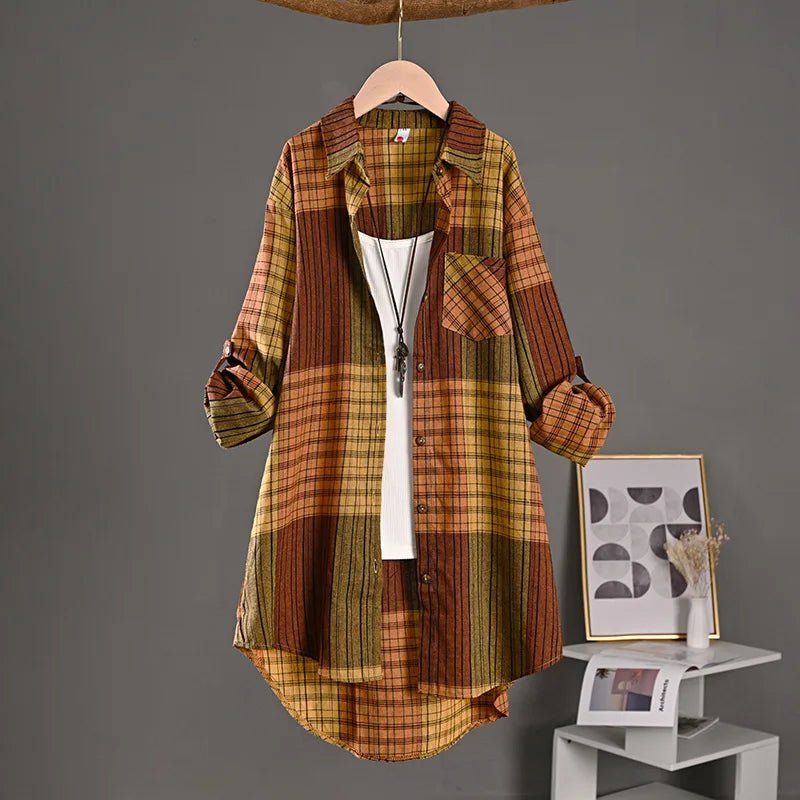 Chemise à carreaux en lin pour femme - NGSHOP-ONE