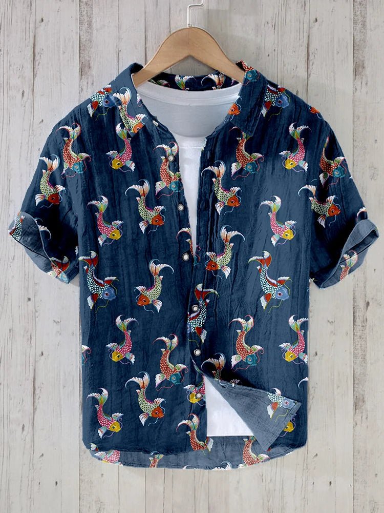 Chemise hawaïenne en lin à manches courtes pour homme, l'indispensable des vacances. - NGSHOP-ONE