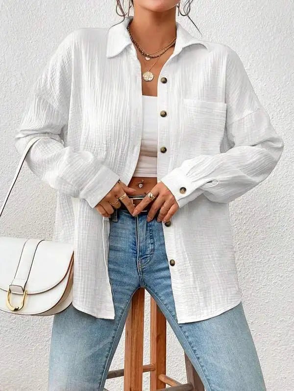 Chemise en Gaze de Coton à Manches Longues pour Femme - NGSHOP-ONE