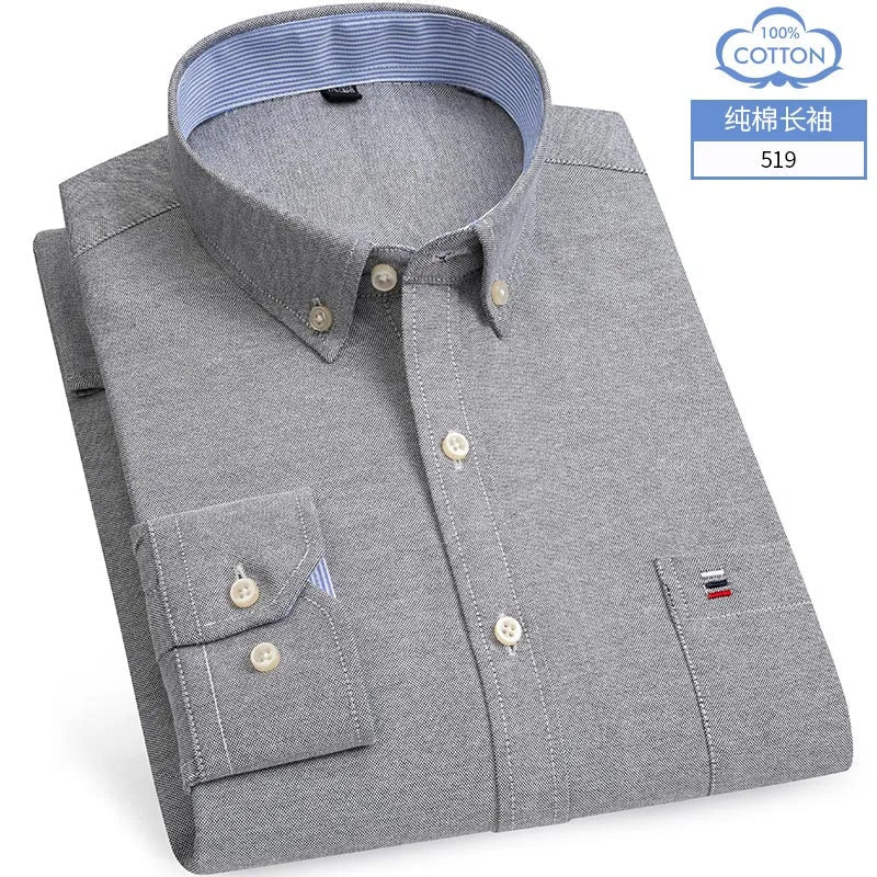 Chemise Homme Coton Oxford Manches Longues Classique Polyvalente - NGSHOP-ONE