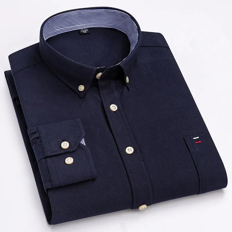 Chemise Oxford Homme 100% Coton Manches Longues Coupe Classique - NGSHOP-ONE