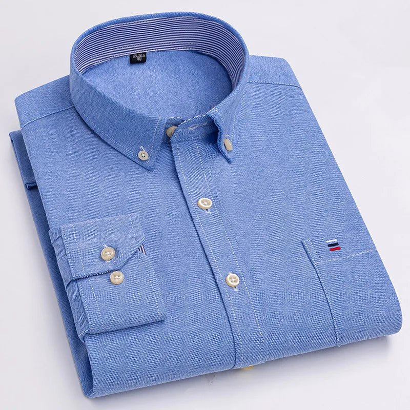 Chemise Oxford Homme 100% Coton Manches Longues Coupe Classique - NGSHOP-ONE