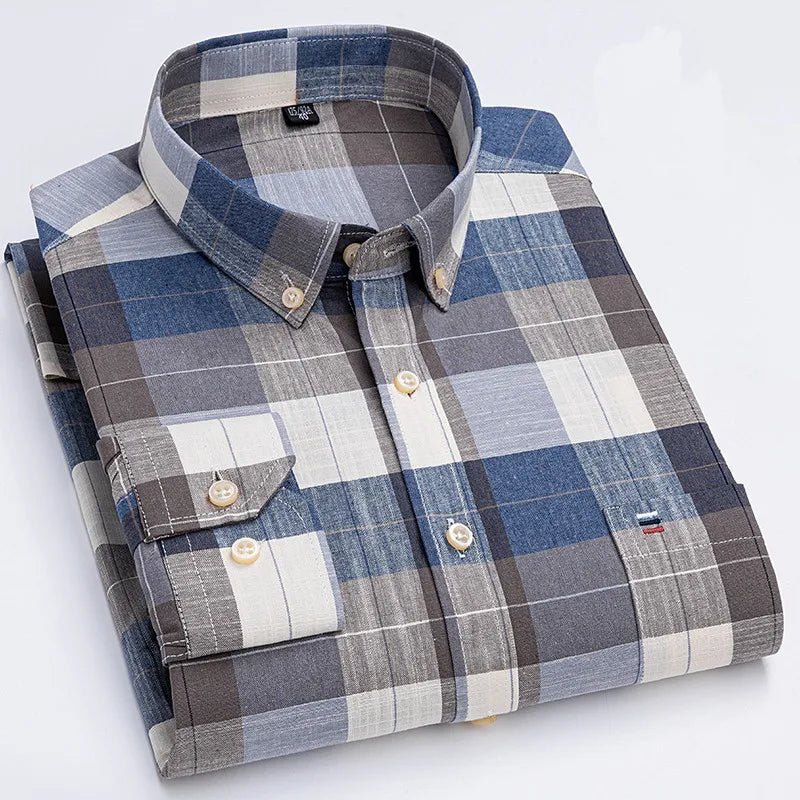 Chemise Oxford Homme 100% Coton Manches Longues Coupe Classique - NGSHOP-ONE