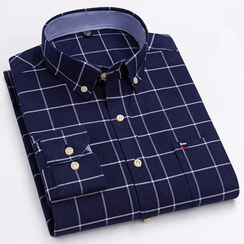 Chemise Oxford Homme 100% Coton Manches Longues Coupe Classique - NGSHOP-ONE