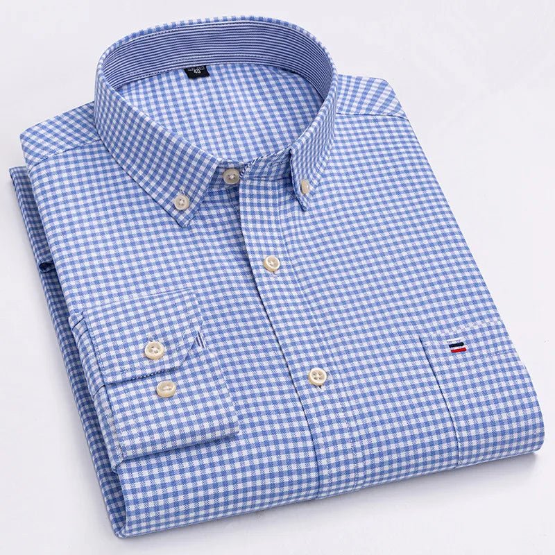 Chemise Oxford Homme 100% Coton Manches Longues Coupe Classique - NGSHOP-ONE