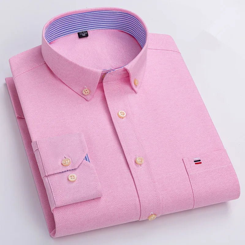 Chemise Oxford Homme 100% Coton Manches Longues Coupe Classique - NGSHOP-ONE