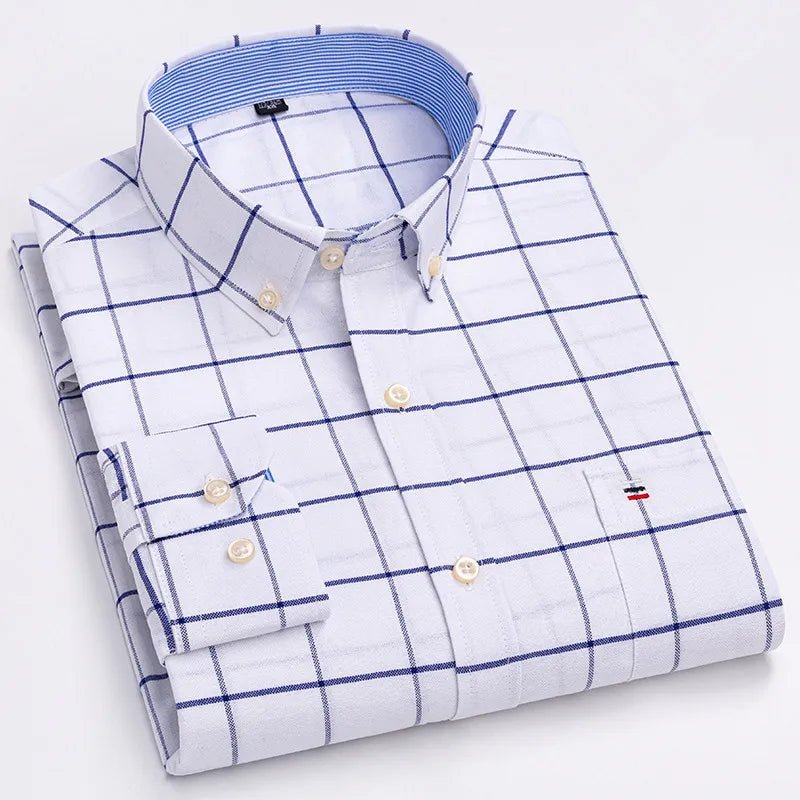 Chemise Oxford Homme 100% Coton Manches Longues Coupe Classique - NGSHOP-ONE