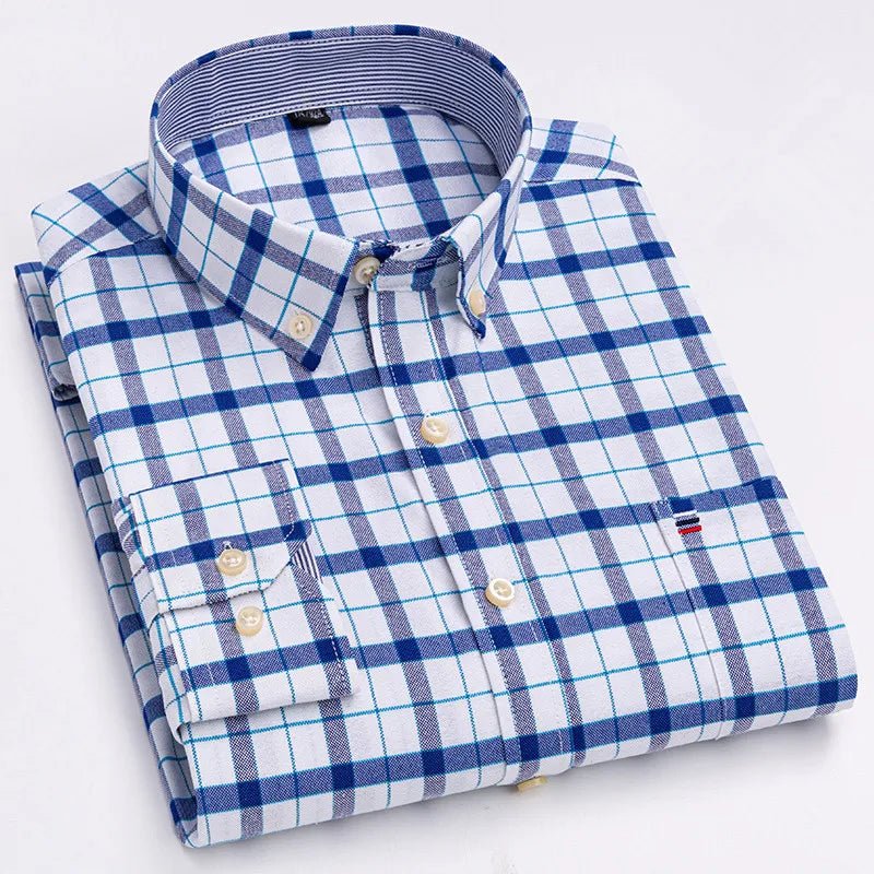 Chemise Oxford Homme 100% Coton Manches Longues Coupe Classique - NGSHOP-ONE